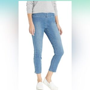 NYDJ Women's Pull On Skinny Ankle Denim Jeans Side Slit Light Blue Wash Size 4